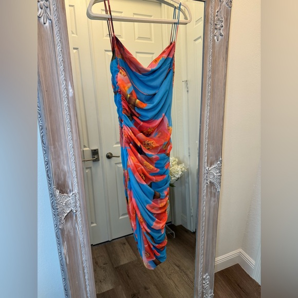 Zara Small Drape Printed Tulle Dress - Picture 1 of 8